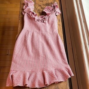 WAYF Gingham Ruffle Dress